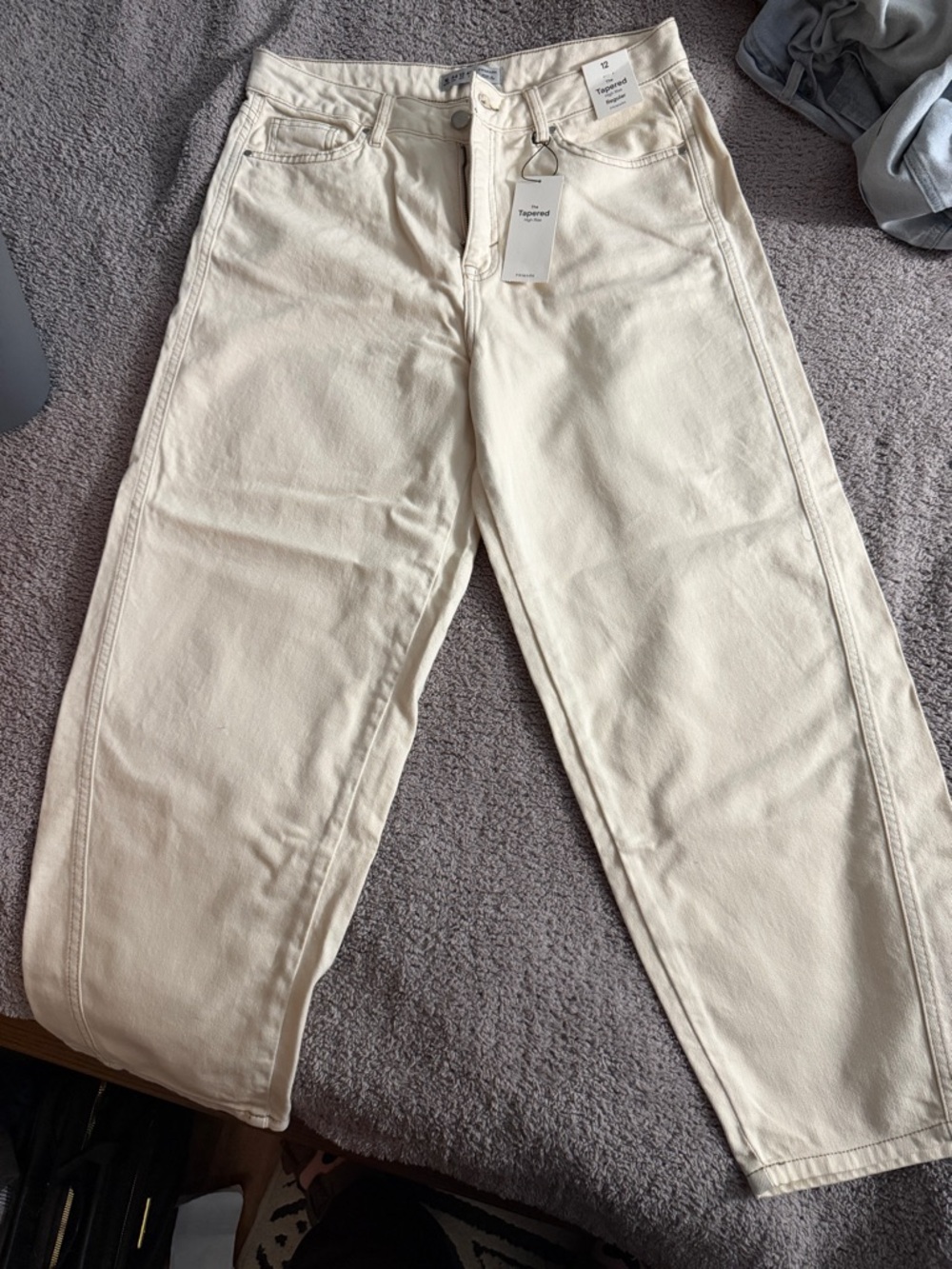 Cream High-Rise Straight Jeans